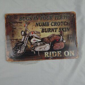 Motorcycle Decor Tin Metal Sign 12inx8in